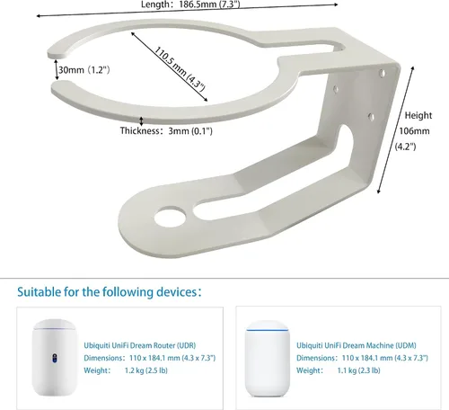 Miniatura 2 de Soporte de montaje en pared personalizado para máquina UniFi Dream y enrutador UniFi Dream Router, asegurando seguridad y estabilidad - 1 unidad