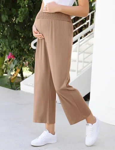 Miniatura 4 de Coolmee Pantalones de maternidad casuales sueltos de pierna ancha cómodos pantalones de yoga cómodos de cintura alta deportivos deportivos