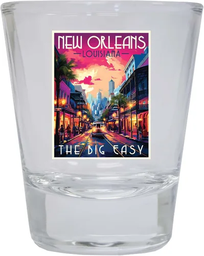 Miniatura 6 de New Orleans Louisiana Design B Souvenir - Vaso de chupito redondo de 1.5 onzas, color azul, paquete de 2