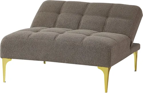 Miniatura 7 de Polibi Sofá moderno con almohada abatible, sofá cama plegable convertible con respaldo ajustable y patas doradas, sofá individual, tela de peluche