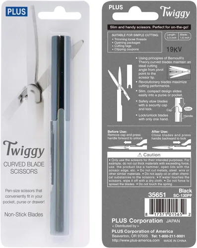 Miniatura 7 de PLUS Tijeras estilo bolígrafo antiadherentes compactas TSA Twiggy con funda, carbón Gris antracita