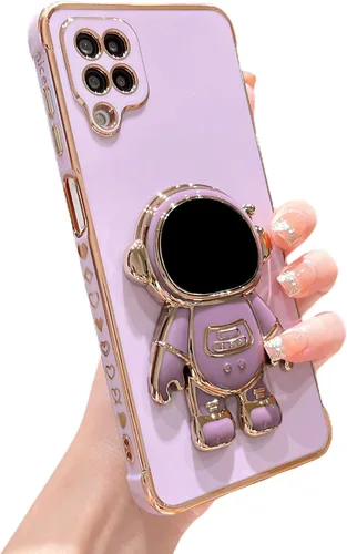 Miniatura 40 de phylla Funda de teléfono para Samsung Galaxy S22 Ultra de 6.8 pulgadas, funda de teléfono con soporte de astronauta chapado de lujo con bonito
