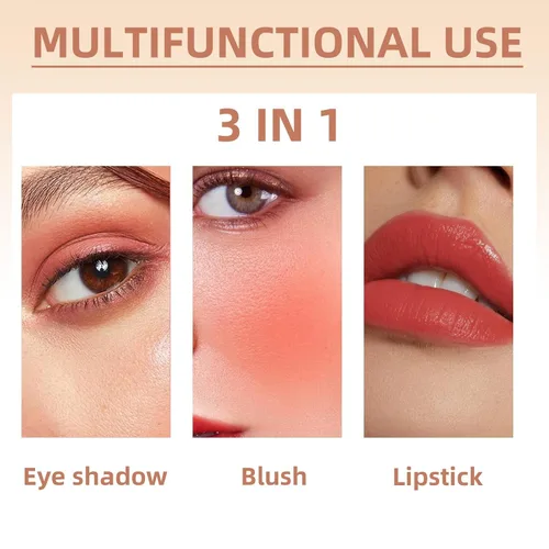 Miniatura 3 de HOSAILY Rubor en barra en crema para mejillas, maquillaje multiusos para ojos, labios, cara, humectante sólido tintado apto para viajes, rubor suave