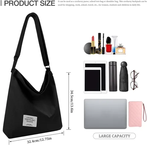 Miniatura 14 de Bolsa de lona con diseño de bolsillo externo, aspecto elegante, correa de hombro ajustable