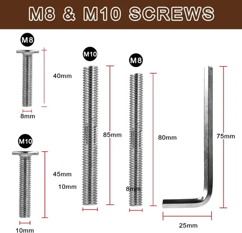 Miniatura 2 de Tornillos M10 y M8 de repuesto para postes rascadores Cat con llave Allen, 4 pernos roscados y 4 tornillos