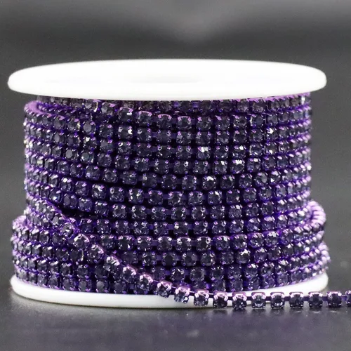 Miniatura 24 de Jerler Cadena de cierre SS6.5/0.079 in con diamantes de imitación de cristal de 10 yardas para manualidades de costura, ideal para bodas, fiestas