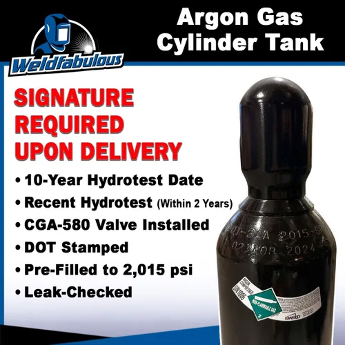 Miniatura 2 de Tanque Cilindro de Gas Argón 100% para Soldadura 80 cu/ft CGA 580 - LLENO