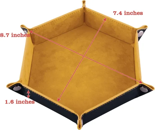 Miniatura 2 de SIQUK Juego de 4 bandejas de dados plegables hexagonales, de piel sintética, para juegos de dados como RPG, DND y otros juegos de mesa
