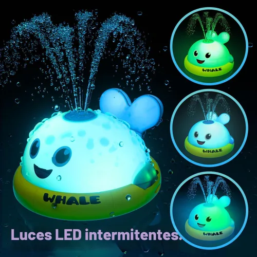 Miniatura 3 de Juguetes de baño para bebés, juguetes de baño con aspersor de ballena iluminada para niños de 1 a 3 años, juguetes de agua de piscina para niños