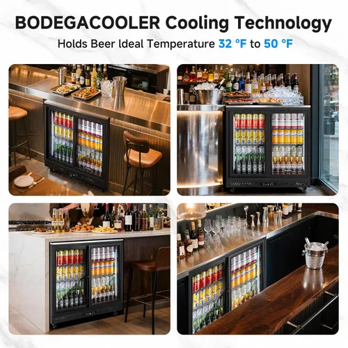 Miniatura 8 de BODEGA BODEGACOOLER Enfriador de barra trasera, refrigerador comercial de bebidas de 7.7 pies cúbicos con 2 puertas corredizas de vidrio