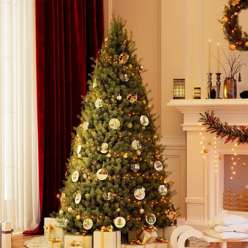 Miniatura 7 de Bemaystar Adornos de Navidad personalizados 2024 – Adornos de fotos de copo de nieve personalizados con texto, adornos para decoraciones de árboles