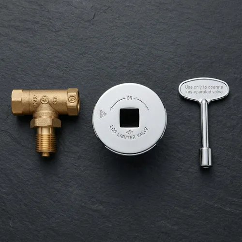 Miniatura 2 de Midwest Hearth Kit de válvula de gas para fogata NPT de 1/2 pulgada Válvula de bola de latón macizo certificada por CSA, brida cromada y llave