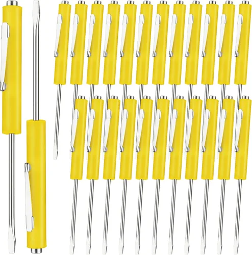 Miniatura 17 de Honoson 10 Piezas de Destornillador de Bolsillo Mini con Puntas y Clips de Bolsillo Magnéticos, Ranurados, Pequeños con Hoja de Cuchilla Única