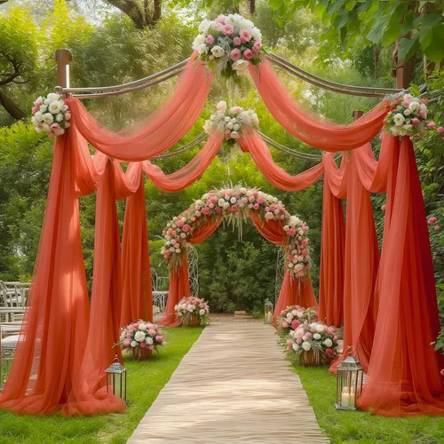 Miniatura 9 de gogoparti Tela drapeada para arco de boda, cortinas de arco burdeos, cortina de telón de fondo transparente para ceremonias, fiestas, cabinas