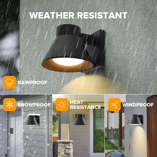 Miniatura 2 de UME Paquete de 2 lámparas de pared LED para exteriores, farol de pared al aire libre de anochecer a amanecer, accesorios de lámpara de pared Negro