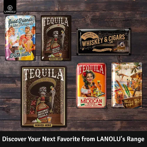 Miniatura 6 de LANOLU TEQUILA - Letrero de hojalata vintage XXL, letrero retro vintage para bar, letrero de metal La Cantina, Letrero de bar, letrero