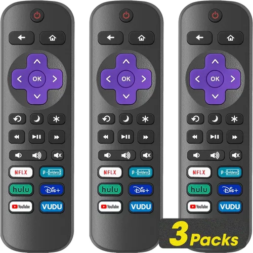 Paquete de 3 controles remotos de repuesto para Roku TV, compatible con todos los TCL Roku/Hisense Roku/Onn Roku/Sharp/Philips Roku (no para Roku
