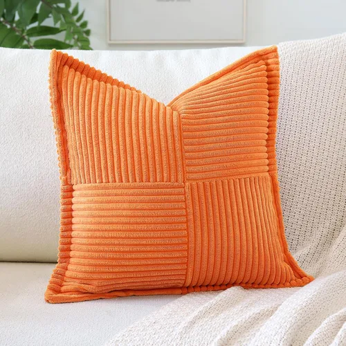 Miniatura 15 de OTOSTAR Fundas de almohada de pana a rayas con empalme, fundas de almohada bohemias súper suaves laterales decorativas con textura para sofá, cama