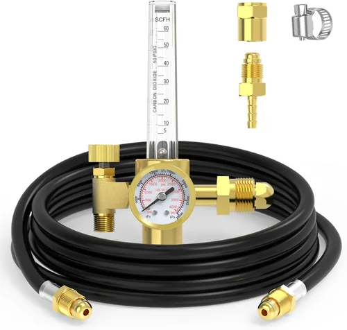 YESWELDER Regulador de Gas Medidor Caudalímetro para Soldadura MIG y TIG de Argón/CO2 con Manguera de Gas de 8 pies