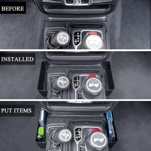 Miniatura 3 de Bandeja organizadora de palanca de cambios de consola central compatible con Jeep Wrangler JL/JLU 2018-2023 2024 2025 2026 y Jeep Gladiator JT Truck