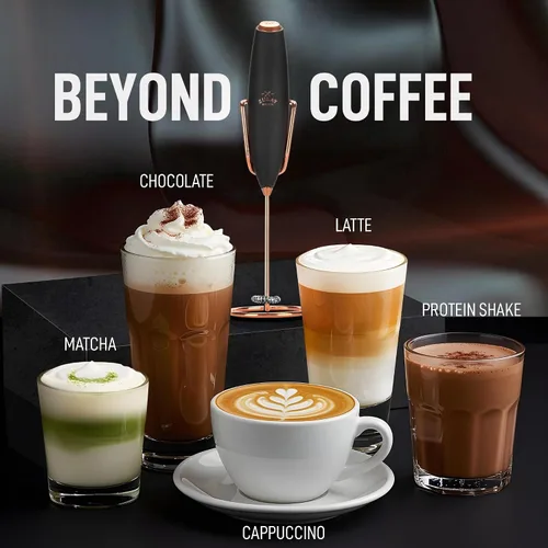 Miniatura 225 de Zulay Milk Boss Espumador de leche potente manual, hace espuma para latte, batidor para mezclar bebidas, café, miniespumador para capuchino, frappé