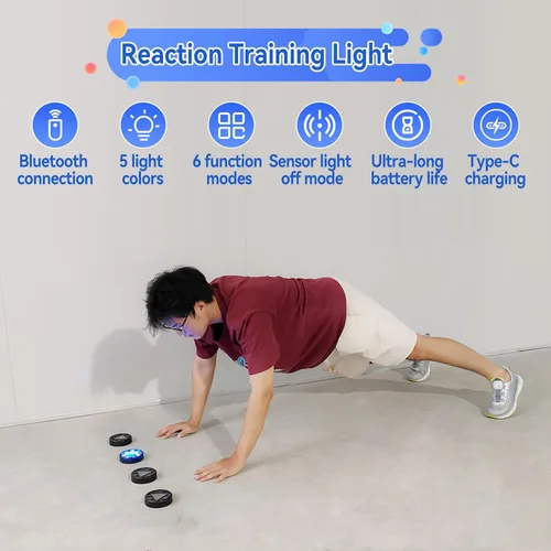 Miniatura 4 de JOJOCY Luz magnética de entrenamiento de reacción, 5 luces de color, 6 modos de duración de la batería de 30 horas, mejora la velocidad de reacción