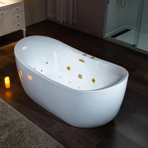 Miniatura 7 de WOODBRIDGE Bañera combinada de hidromasaje y baño de aire calentado de remojo de 72" x 35-3/8" con soplador de aire de velocidad ajustable y panel