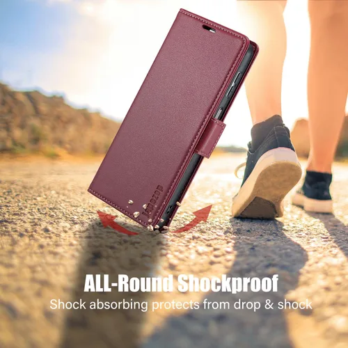 Miniatura 6 de Funda tipo cartera para Samsung Galaxy A14 5G con tarjetero [bloqueo RFID] con función atril magnética, funda de cuero con tapa para Samsung Galaxy