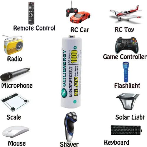 Miniatura 7 de Pilas recargables AA Ni-CD de 1000 mAh, pilas recargables AA para luces solares (paquete de 8)