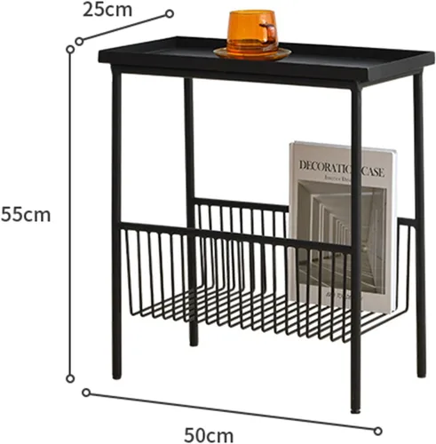 Miniatura 3 de Mesa de Café Creativa Mesa Auxiliar Salón Pequeño Sofá Mini Mesa de Centro Dormitorio Cabecera Sencilla Doble Estante Mesa Móvil para Espacios Negro