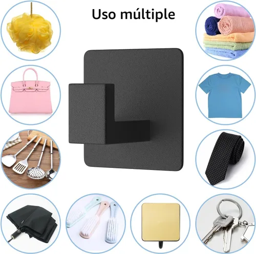 Miniatura 8 de VAEHOLD - Paquete de 4 ganchos adhesivos para toallas, ganchos de pared resistentes de aluminio para pegar en la puerta, cocina, baño para colgar