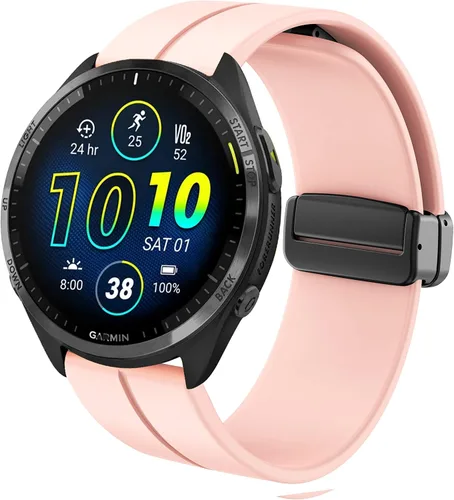 Miniatura 11 de Lamshaw Correa deportiva compatible con Garmin Forerunner 965, correa de repuesto de silicona suave con hebilla magnética compatible con Garmin