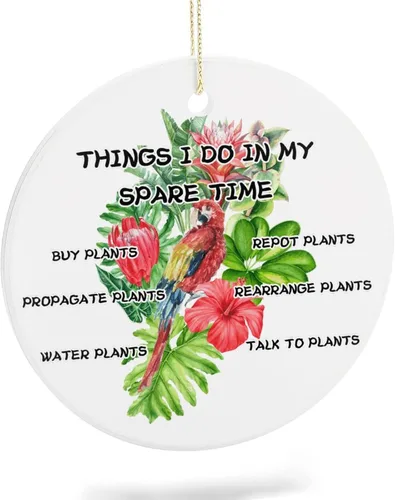Adornos de plantas para árbol de Navidad, decoración de Navidad de señora de plantas locas, bonitos y divertidos adornos de cerámica para amantes de