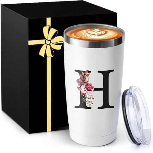 Miniatura 20 de Taza de café aislada de 20 onzas con tapa de acero inoxidable a prueba de derrames y fugas, pesada, grande, reutilizable, térmica, para viajes