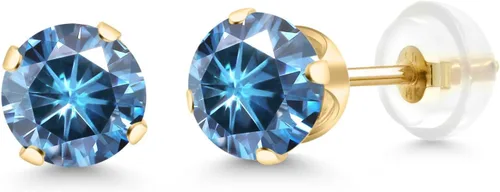 Miniatura 277 de Gem Stone King Aretes solitarios con piedra natal de oro de 14 quilates Redondos de 0.236 in Aretes de oro para mujeres y hombres