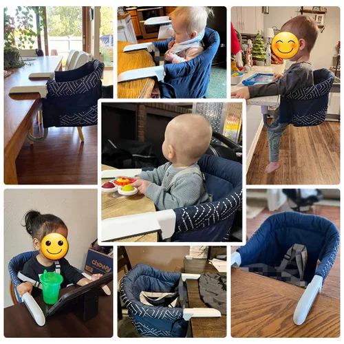 Miniatura 2 de MTWML Silla de bebé portátil para mesa, silla alta de enganche que se fija a la mesa, asiento de mostrador con ahorro de espacio para bebé, asiento