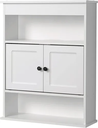 Zenna Home Armario de pared de almacenamiento para baño, organizador de almacenamiento de madera montado en la pared, gabinete de medicina ideal o
