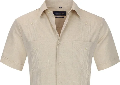 Miniatura 2 de Suslo Couture Guayabera de manga corta para hombre con botones de lino