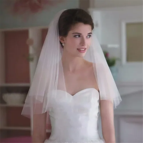Miniatura 2 de Fivsole Velo de novia de tul con peine de 2 niveles, elegante, corto, velo de boda