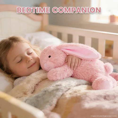 Miniatura 5 de SuzziPals Almohadilla térmica de conejo rosa calentable y refrigerable para calmar y relajar, peluche de conejo rosa lavanda para molestias