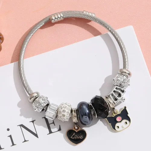 Miniatura 2 de Juego de 4 pulseras kawaii con cuentas, lindas pulseras de dibujos animados para mujeres y niñas, pulseras de amistad a juego, Cristal, cristal