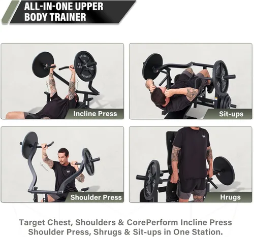 Miniatura 2 de Major Fitness Estante de prensa de banco P1 con brazos independientes, prensa de banco plana e inclinada ajustable para entrenamientos de pecho