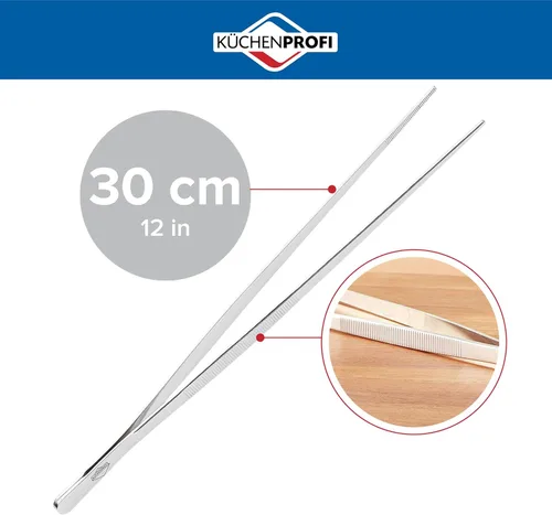 Miniatura 8 de Kuchenprofi 1068002800 Pinzas de acero inoxidable 18/10 extra largas de 12 pulgadas, Plateado