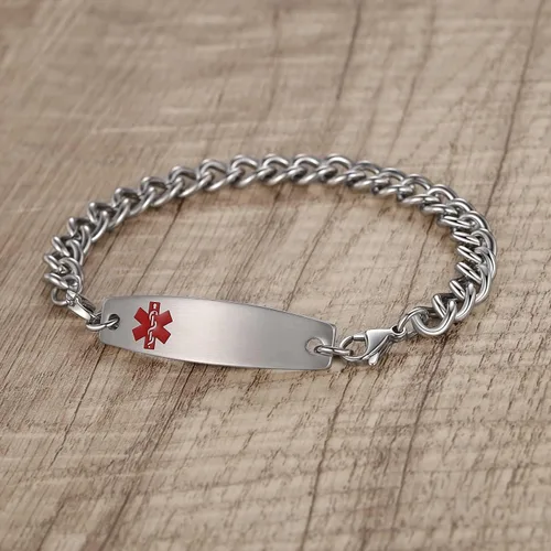 Miniatura 4 de Pulseras médicas ajustables de 7.5"-9" para mujereshombres pulseras médicas intercambiables de acero inoxidable