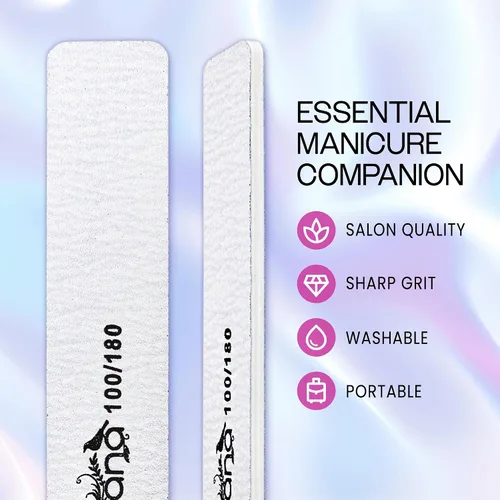 Miniatura 2 de PANA Lima de uñas Emery Jumbo de doble cara para manicura, pedicura, uñas naturales y acrílicas, cebra (grano 100/180), paquete de 50