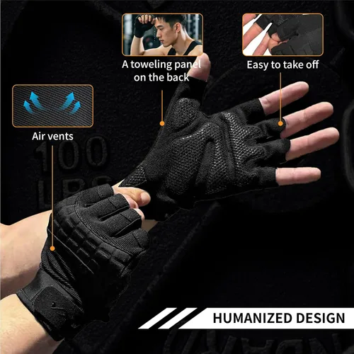 Miniatura 5 de VWX - Guantes de entrenamiento antideslizantes con palma de gel para hombres y mujeres, con tela que absorbe el sudor para gimnasio, levantamiento