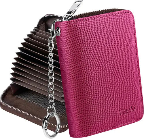 Miniatura 26 de Mayski - Cartera para tarjetas de crédito con cremallera para mujeres, tarjetero pequeño de acordeón, llavero, tarjetero para tarjetas de Manzana