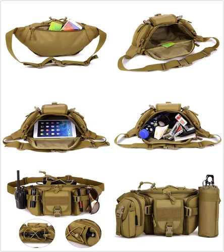 Miniatura 6 de Riñonera táctica militar impermeable WR para escalada al aire libre, pesca, correr, caza, compatible con iPhone 8, 7, 7plus (marrón coyote)