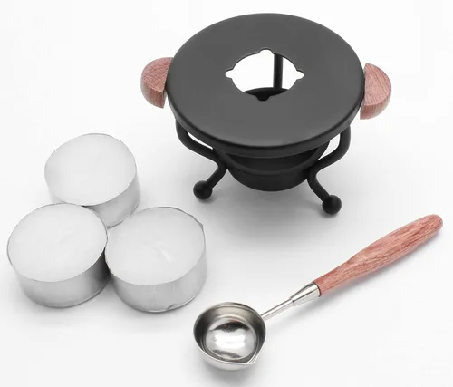 Bonsicoky Kit de calentador de sellos de cera, herramienta de horno de fusión de cera con kit de cuchara de fusión y velas de té para sellado de