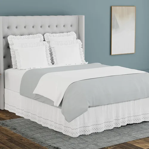 Miniatura 4 de Nuevas ideas Anilla Ruffled almohada 2 unidades Sham, Algodón, Blanco, Europeo